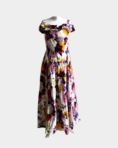 pre owned Dolce and Gabbana Fit and Flare Floral Maxi Dress 