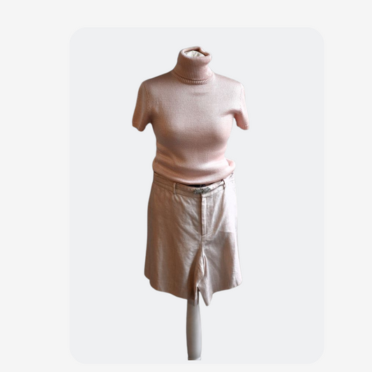 Preowned Ralph Collection Pink Linen Long Shorts turtleneck jersey