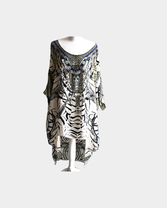 pre owned Camilla Wild Belle Scoop Back Hem Silk Kaftan Dress