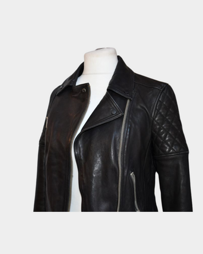 All Saints Favel Biker Black Leather Jacket (12)