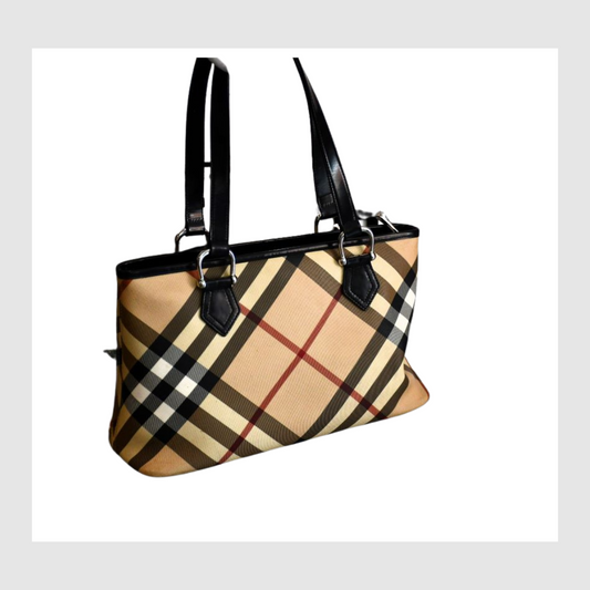 Burberry Supernova Check Shoulder Leather Bag and Purse