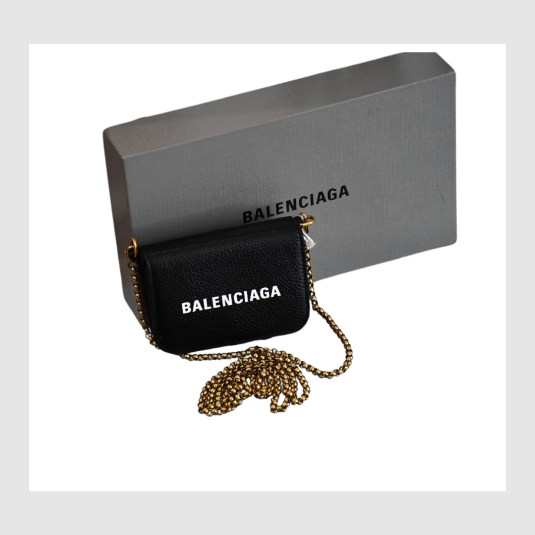 preowned Balenciaga Cash Mini Wallet on Chain