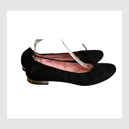 preowned Louis Vuitton Black Monogram Ballet Flats