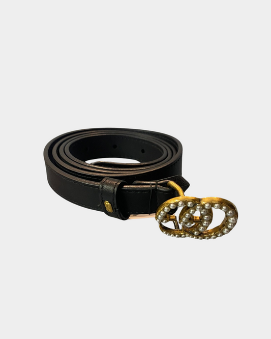 Gucci Leather GG Pearl Belt NO Discount