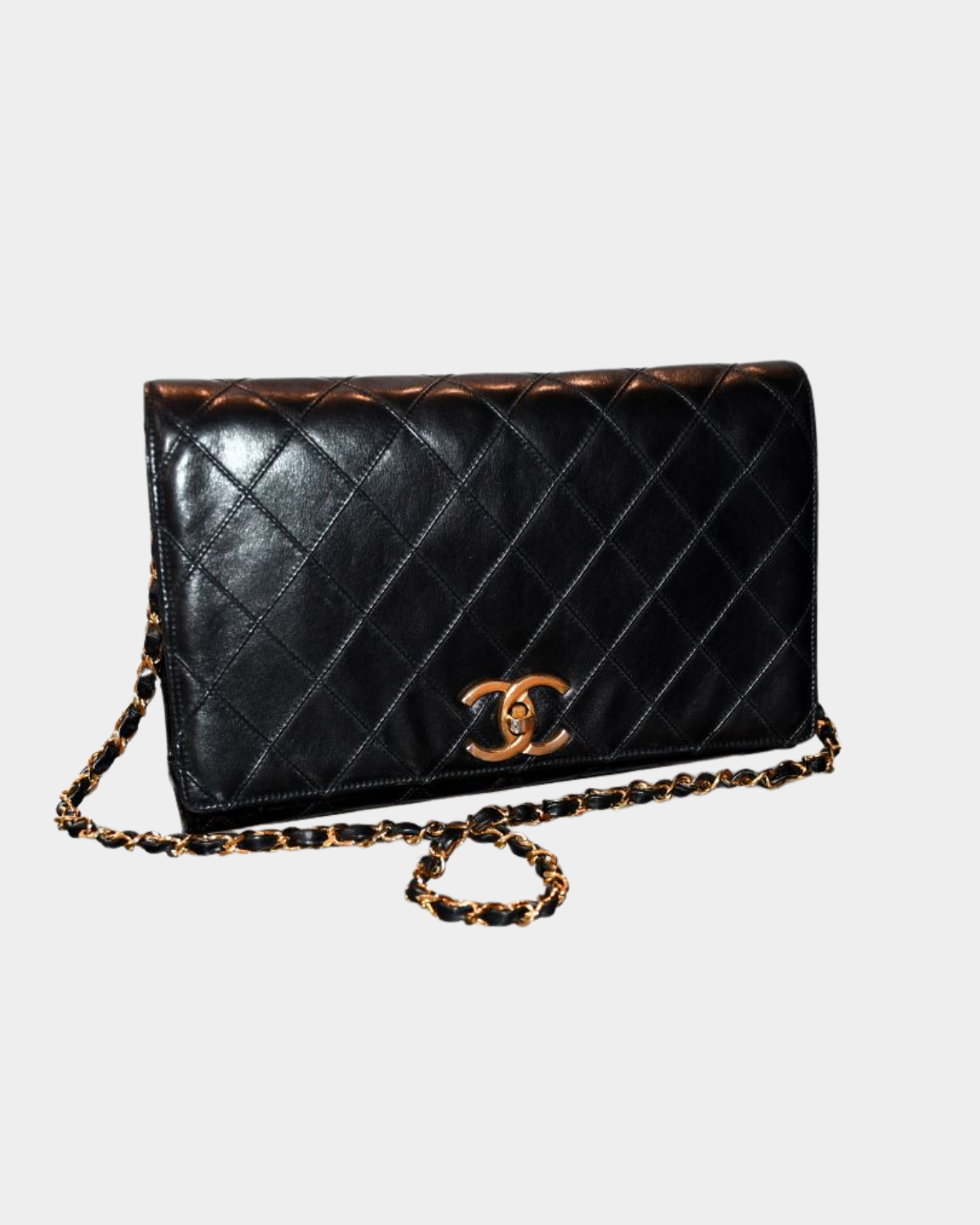 pre owned Chanel Classic Single Flap Black Lambskin Bag