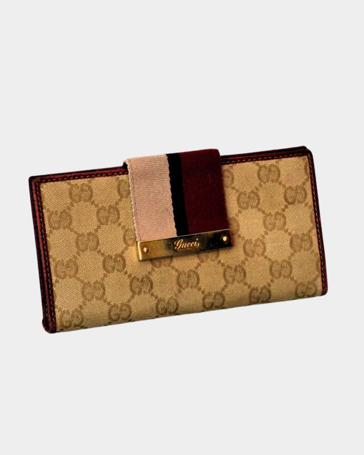 Pre owned Gucci Firenze 1921 Monogram Canvas Bi Fold Web Wallet