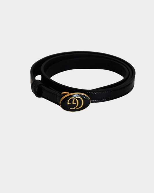 pre owned Gucci GG Patent Leather Skinny Belt