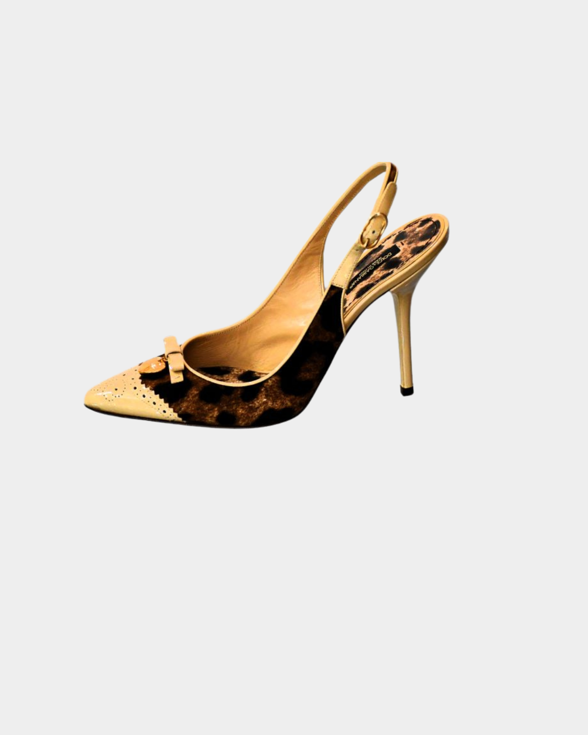 pre owned Dolce & Gabbana Leopard Slingback Leather High Heel Shoes