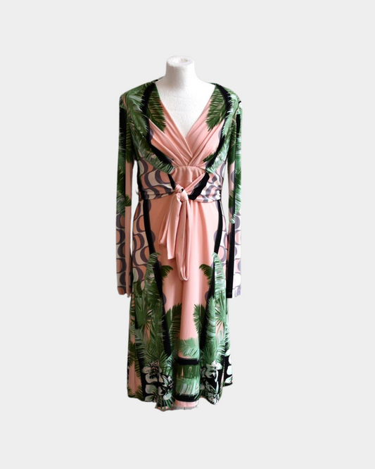 Issa Pink and Green Palm Midi Dress (14)