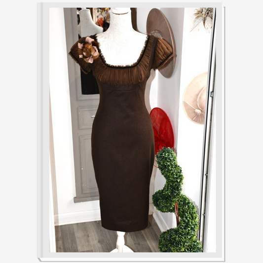 preloved Alexander McQueen brown fitted wool Dress