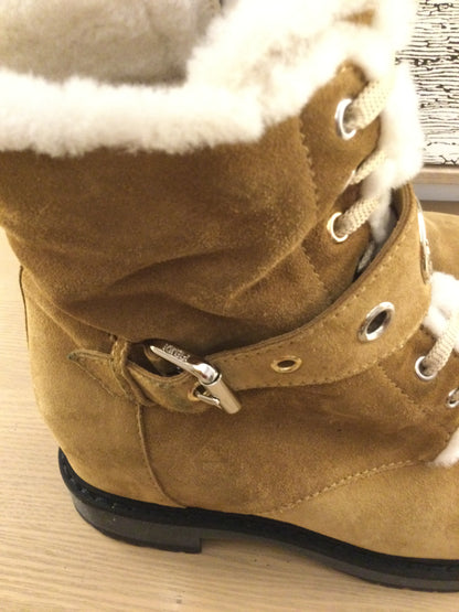 Fendi Brown Suede Shearling Lined Lace Up Boots (7)