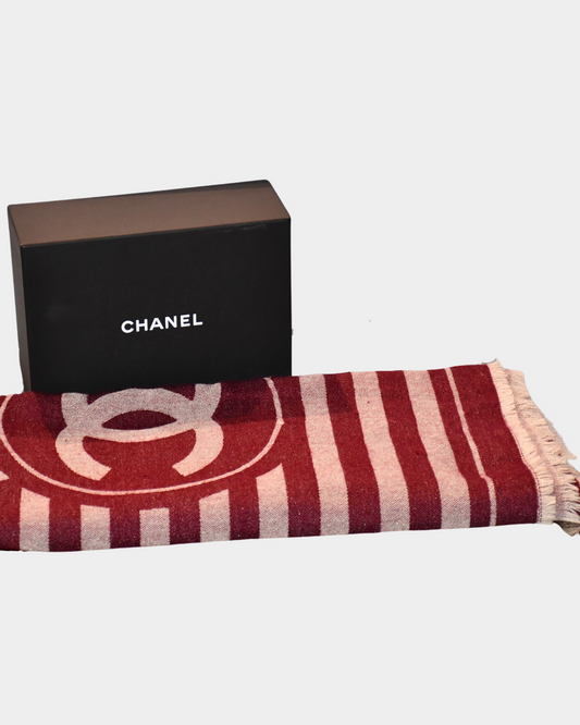 preownedChanel Burgundy Cashmere Logo Scarf 