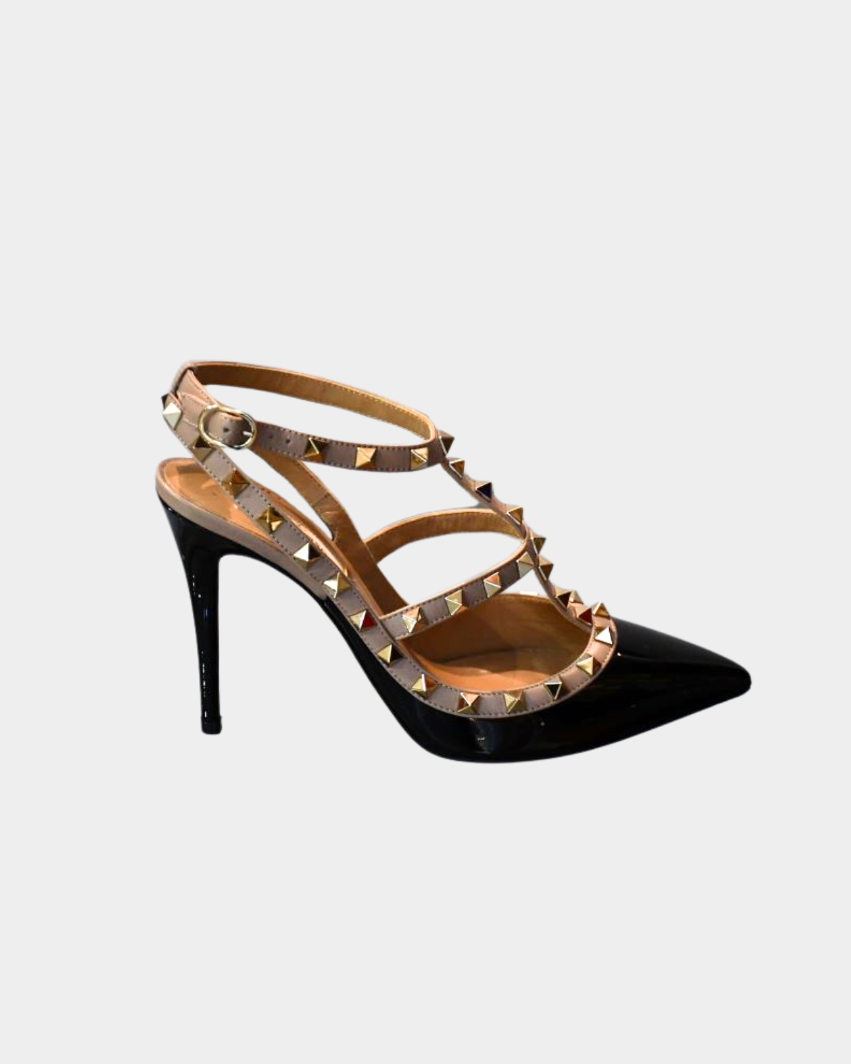 Valentino Rockstud Black Nude Patent Leather Shoes (5)