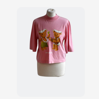 preowned Palm Angels Dancing Bears Pink T Shirt