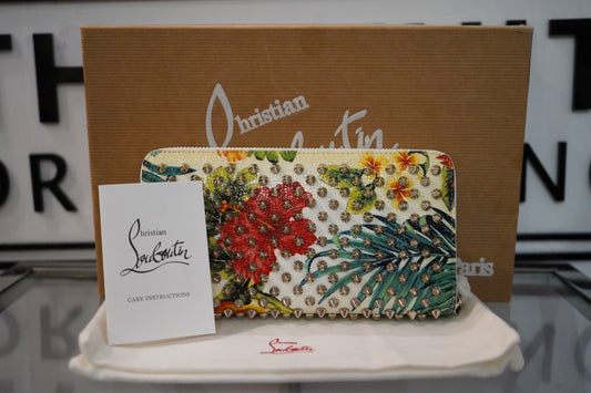 Preowned Christian Louboutin Tropical Panettone Hawaii Spikes Wallet UNUSED