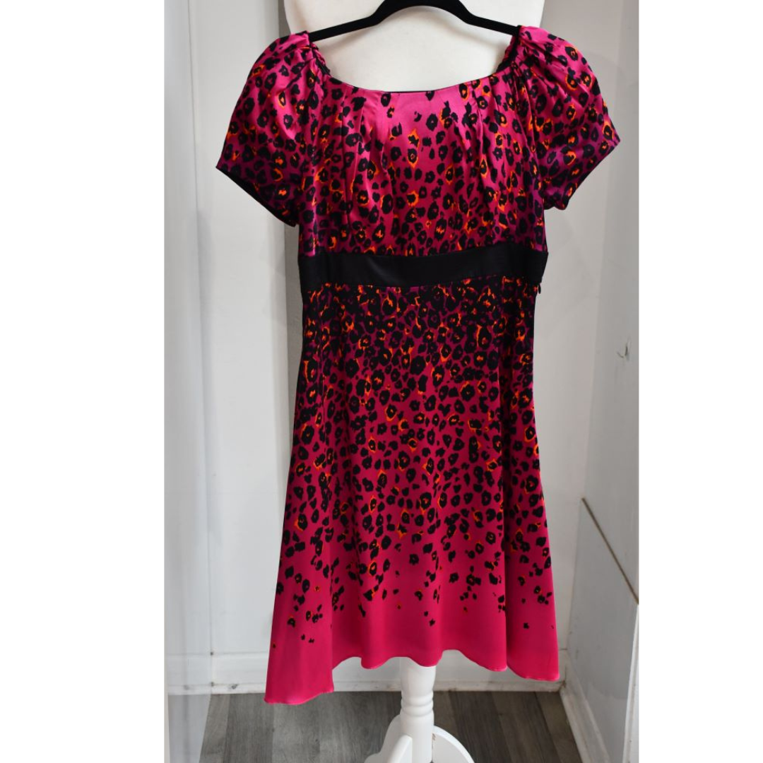 Karen Millen Pink and Black Silk Cocktail Dress (8-10)