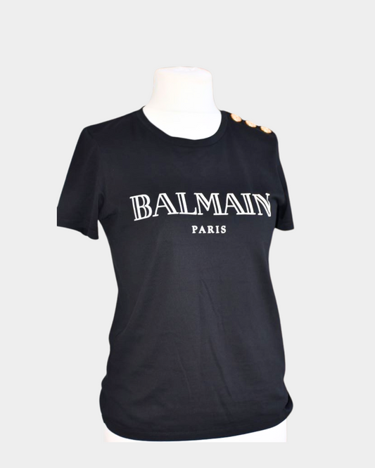 preloved Balmain Paris Black Logo T Shirt