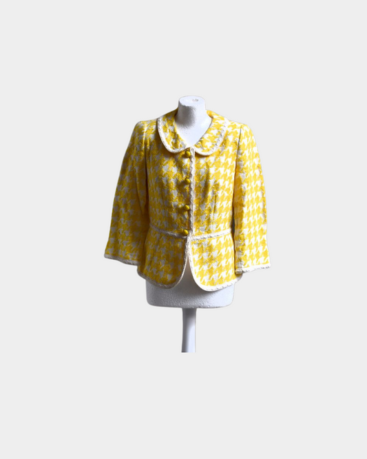 preowned Luisa Spagnoli Yellow Linen Mary Jane Collar Jacket 