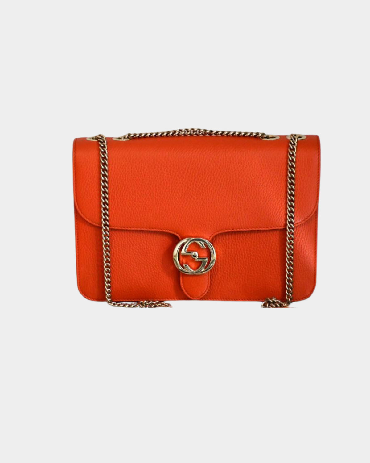 pre owned Gucci Orange Interlocking Leather GG Shoulder Bag 