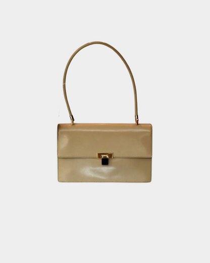 preowned Gucci Vintage Beige Patent Leather Bag