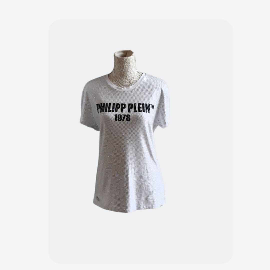 preowned Philipp Plein Logo White T shirt 