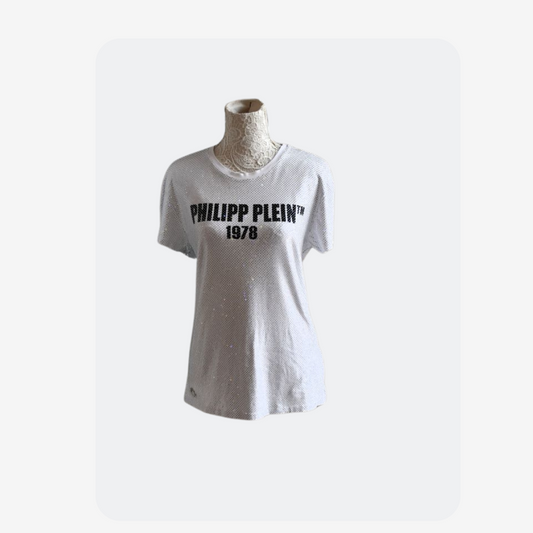 preowned Philipp Plein Logo White T shirt 