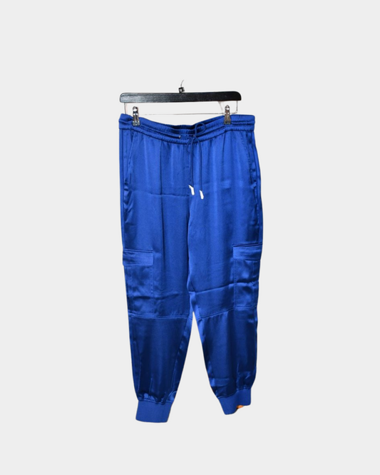 Pre owned Me + Em Blue Satin Cargo Pant Trousers