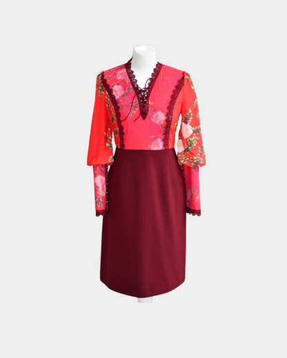 Comino Couture Burgundy Pink  & Red Sweet Pea Dress