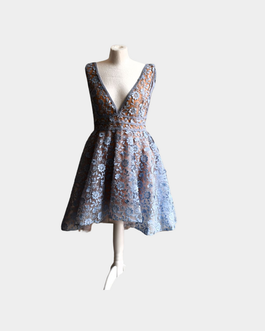 pre owned Nadine Merabi Daisy Blue Skater Dress