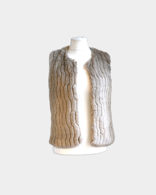 preowned Rino & Pelle Faux Fur Cream Gilet