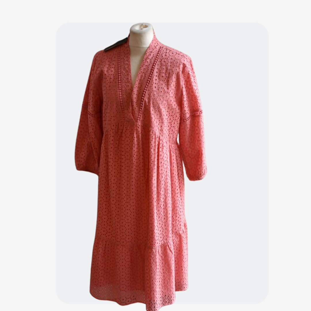 preowned Olsen Peach Blush Anglaise Cotton Dress 