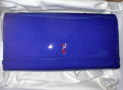 Preowned unused Louboutin Riviera Blue Clutch. NEW