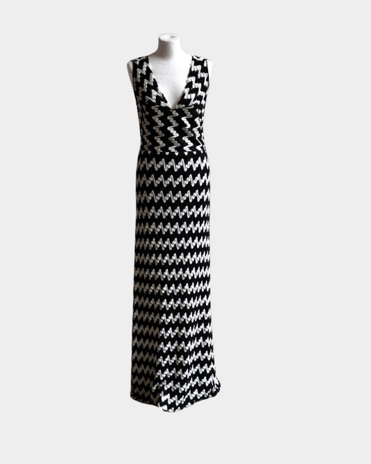 pre owned Missoni Black and White Geometric Maxi Sleeveless Dress 