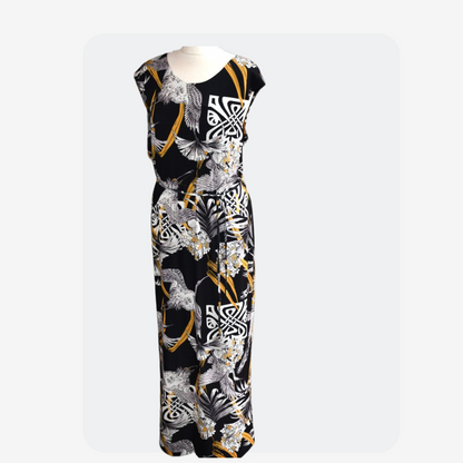 BIBA Black and Gold Maxi Dress (18)