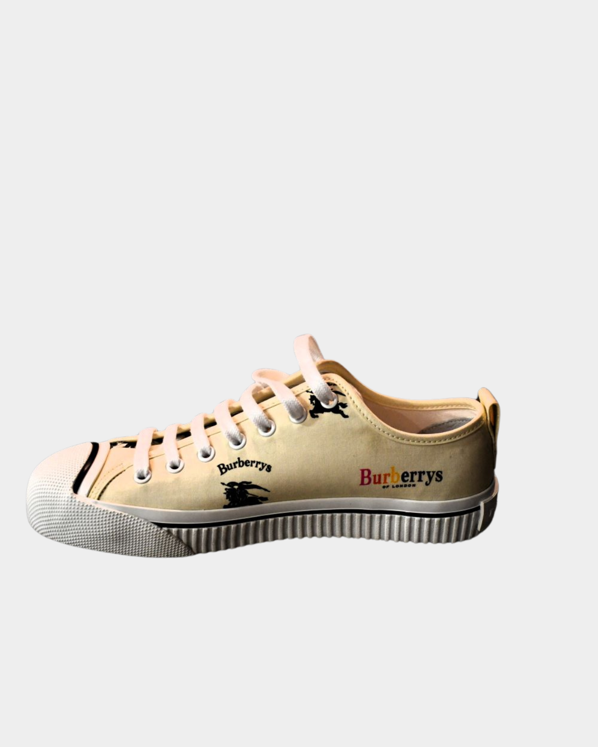 preowned Burberry Kingley Off White Low Top Logo Trainers 