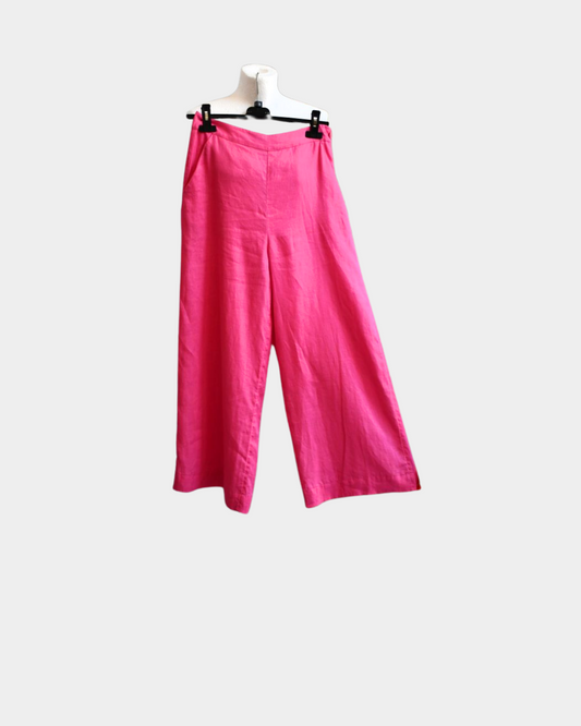 preowned Mint Velvet Pink Wide Leg Linen Trousers