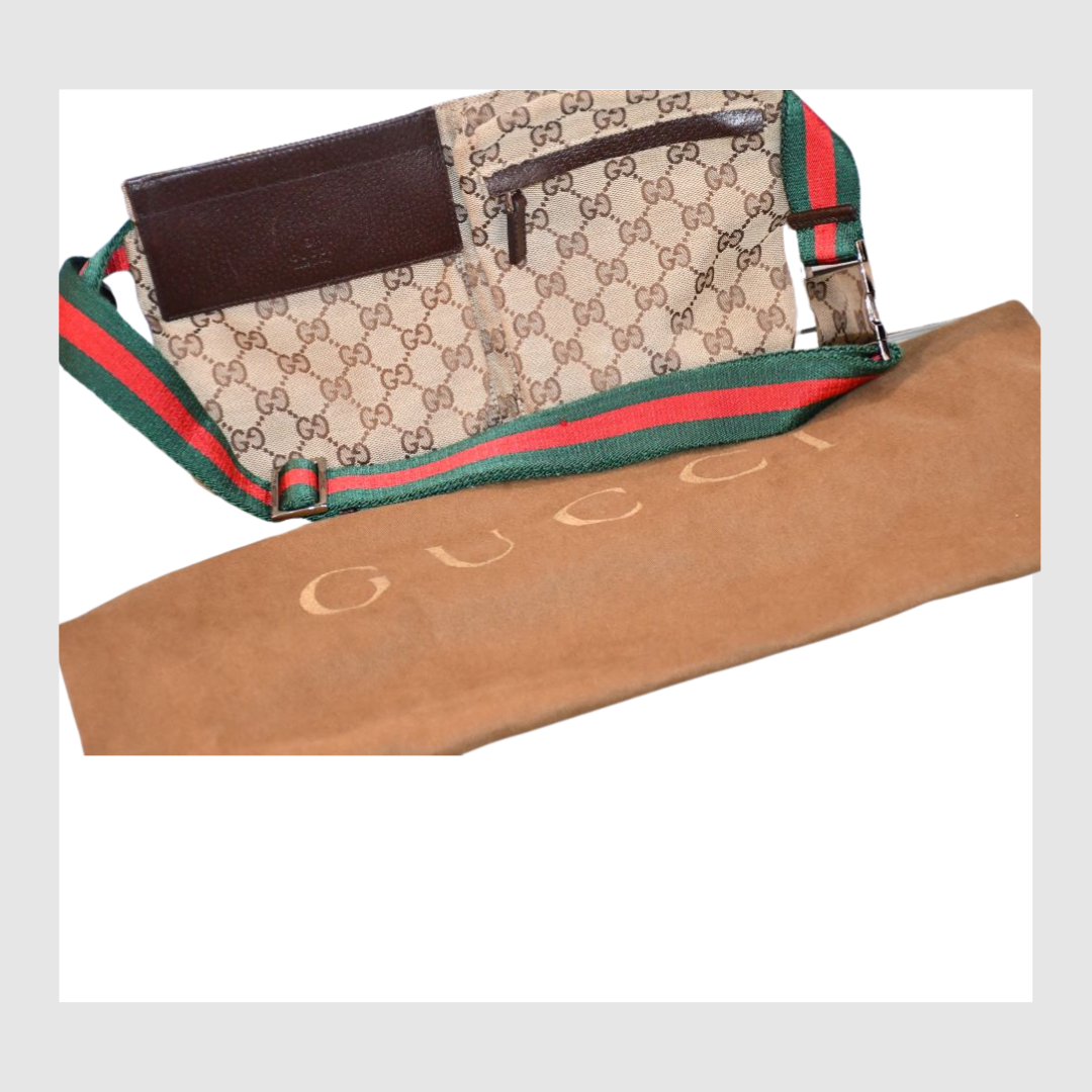 Gucci Monogram Canvas Leather Belt Bag