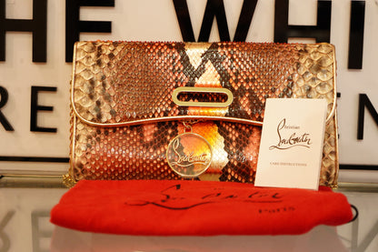 Preowned Louboutin Riviera Antique Python Clutch