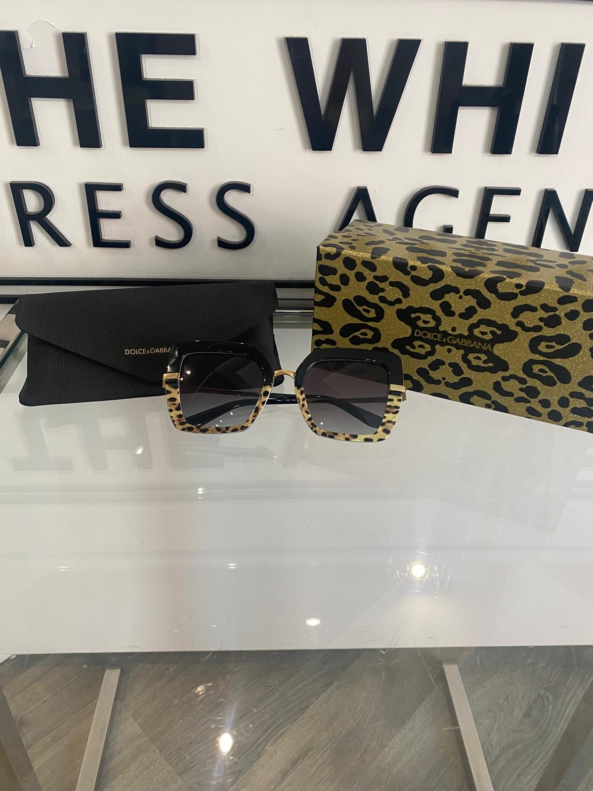 Dolce & Gabbana Leopard Print Oversize Sunglasses