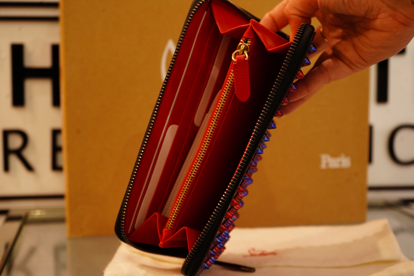 Louboutin Patent Scarabe Spikes Panettone Bag UNUSED