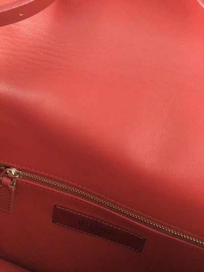 Valentino Red Leather Rockstud Buckled Bag