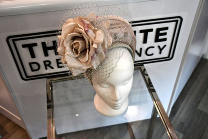 Handmade Taupe Rose Halo Fascinator