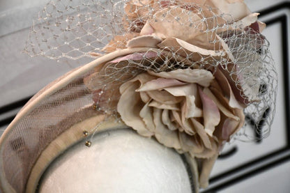 Handmade Taupe Rose Halo Fascinator