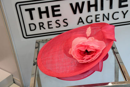 Preowned Whiteley pink handcrafted hat orgnaza bow feature flower