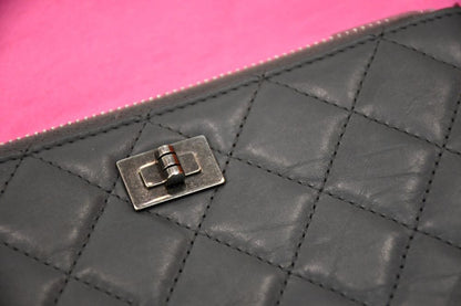 Chanel Grey Lambskin Quilted Purse