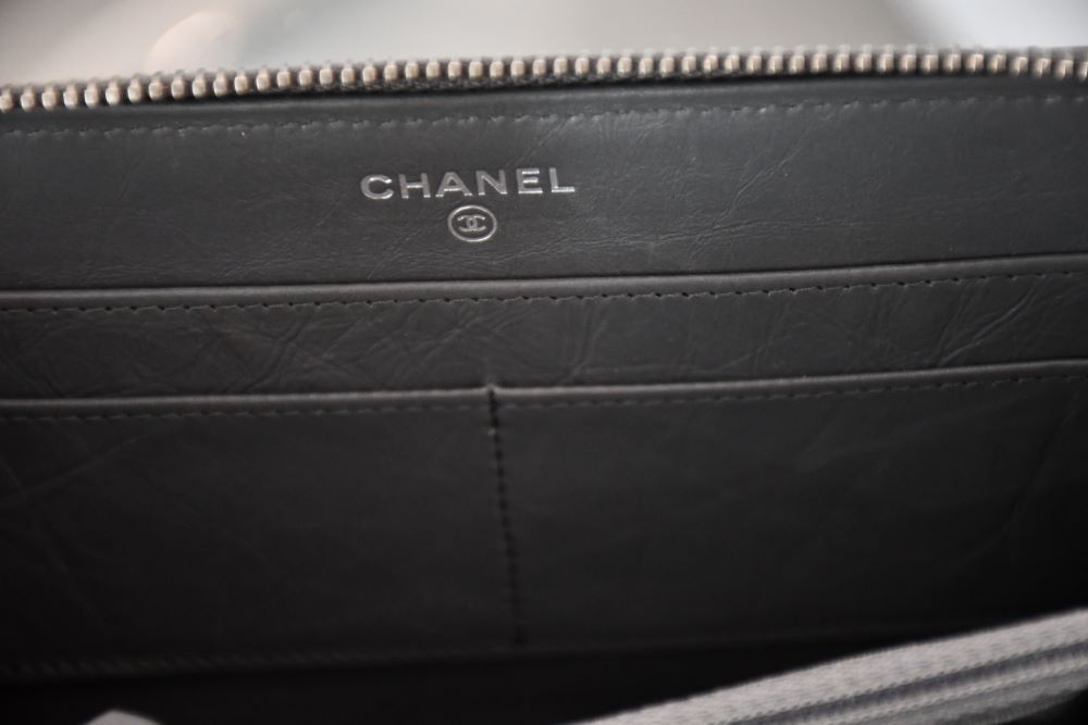 Chanel Grey Lambskin Quilted Purse