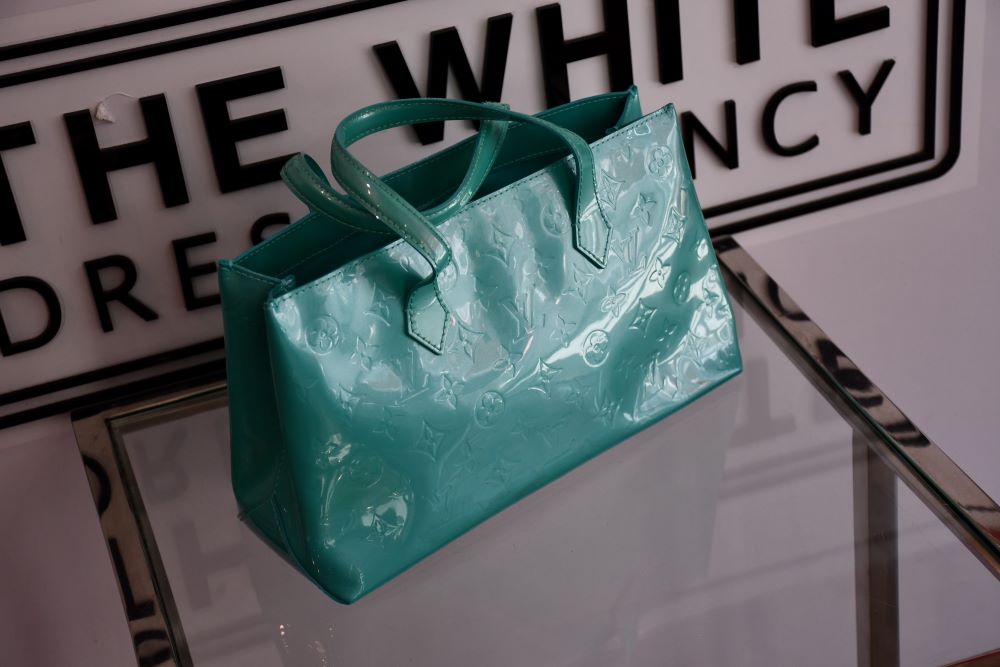 Louis Vuitton Green Metallic Vernis Monogram Wilshire Bag