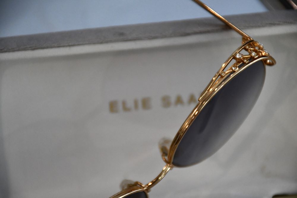 Elie Saab Crystal Embellished Round Sunglasses