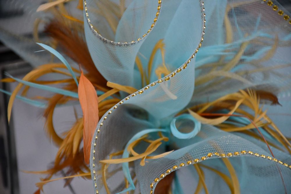 preowned Handcrafted Pale Blue Net and Feather Fascinator