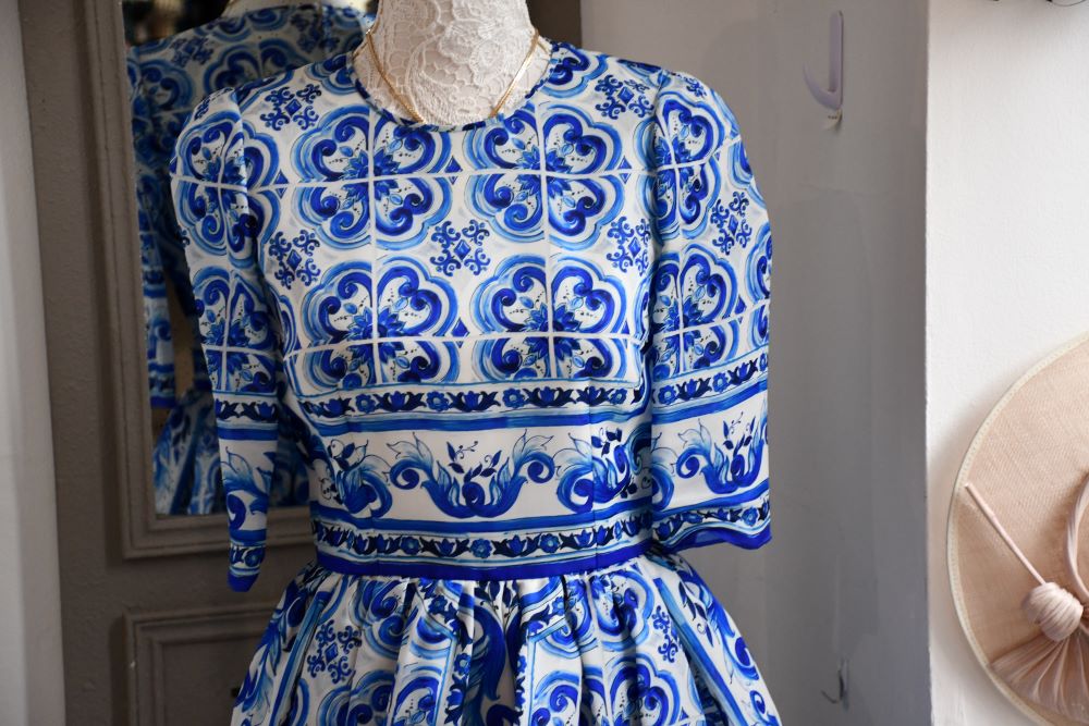 Dolce & Gabbana Majolica Blue and White Silk Dress (40)